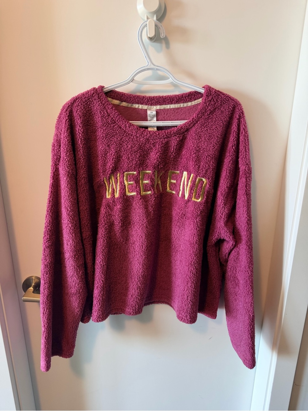 George Plush Crewneck Sweater in Rose Pink